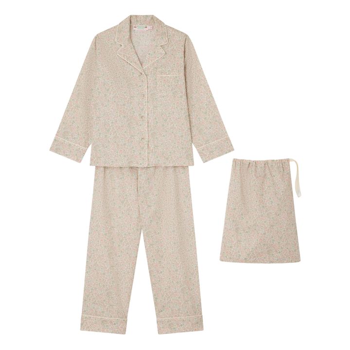 Pyjama Hemd + Hose + Täschchen Liberty | Blassrosa- Produktbild Nr. 0