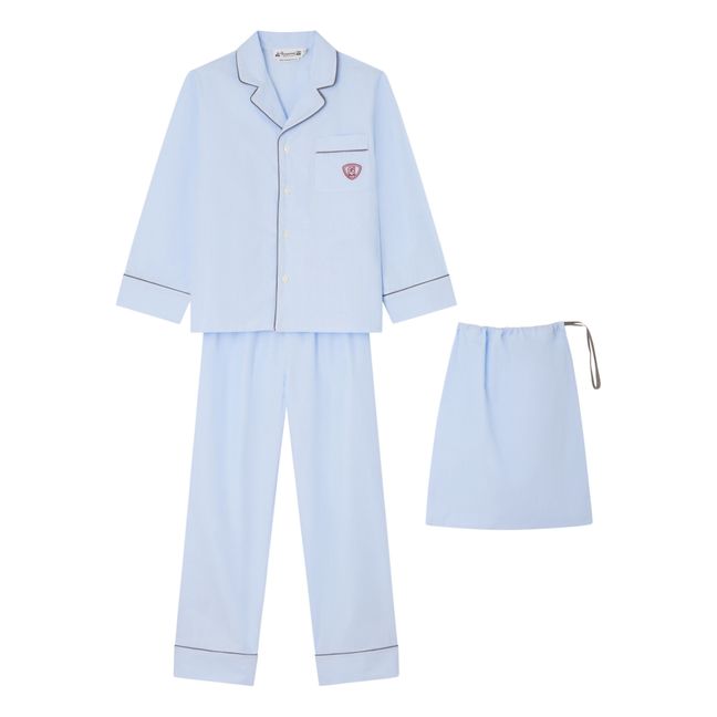 Pyjama T-Shirt + Pantalon Rayé Dormeur | Bleu ciel