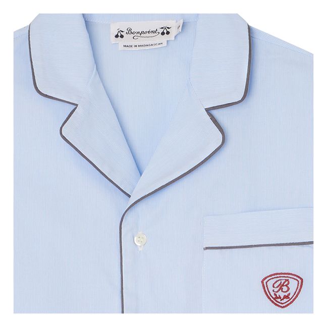 Pyjama T-Shirt + Pantalon Rayé Dormeur | Bleu ciel