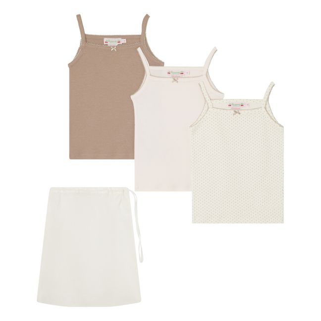 Set 3 Débardeurs + Pochon Anice | Rose pâle