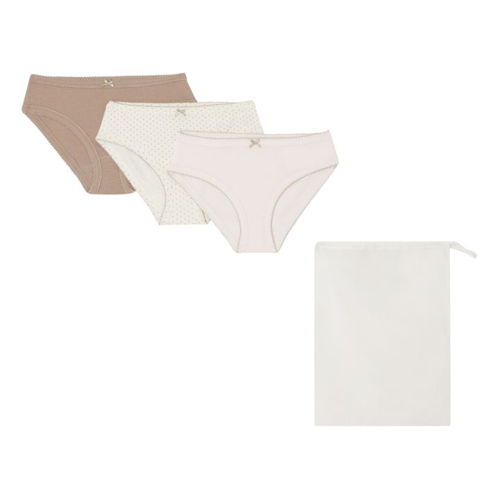 Set of 3 Aubree Panties + Pochon | Pale pink- Product image n°0
