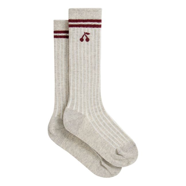 Chaussettes Côtelées Cerises Dhaza | Ecru chiné
