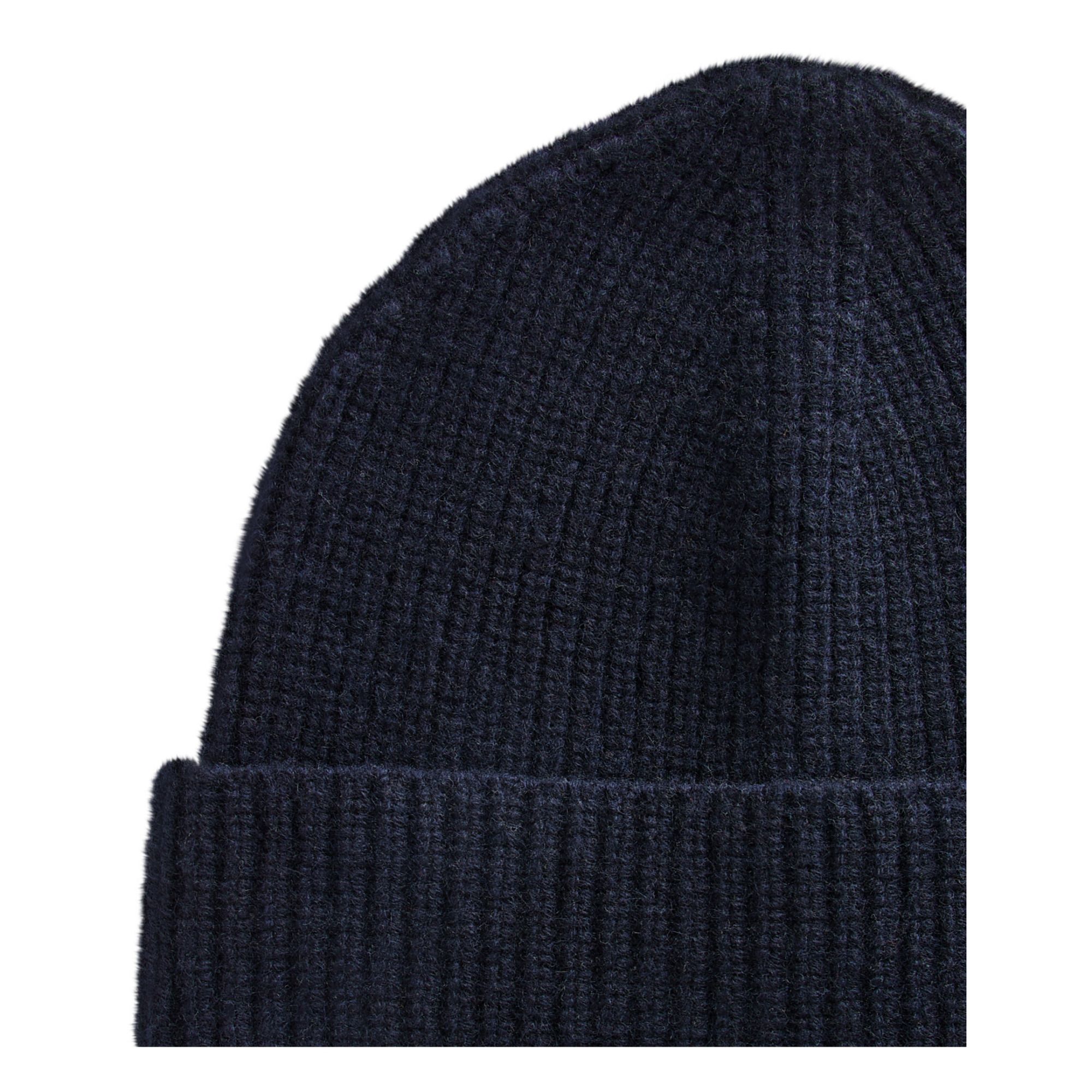 CAPPELLINO 1 POMPOM LANA E CASHEMERE BLU NOTTE