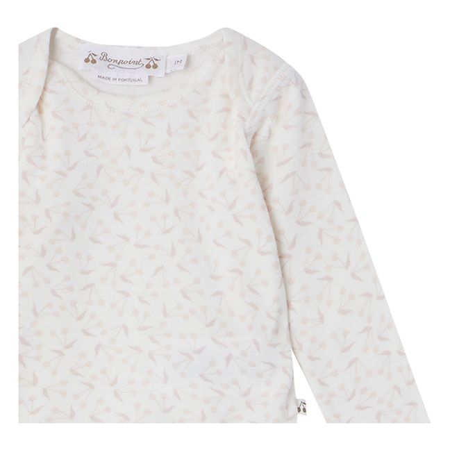 T-Shirt + Legging Coton Bio Cerises Timi | Rose pâle