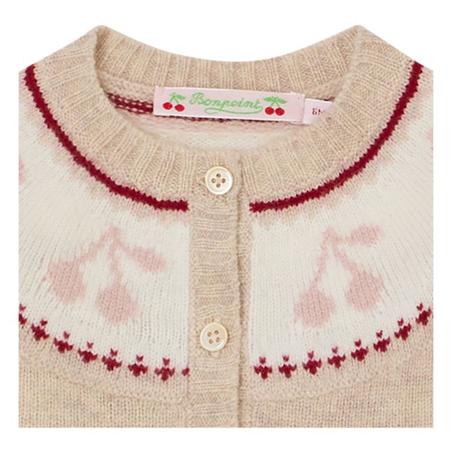 Strickjacke Wolle aus Jacquard Tatiana | Blassrosa
