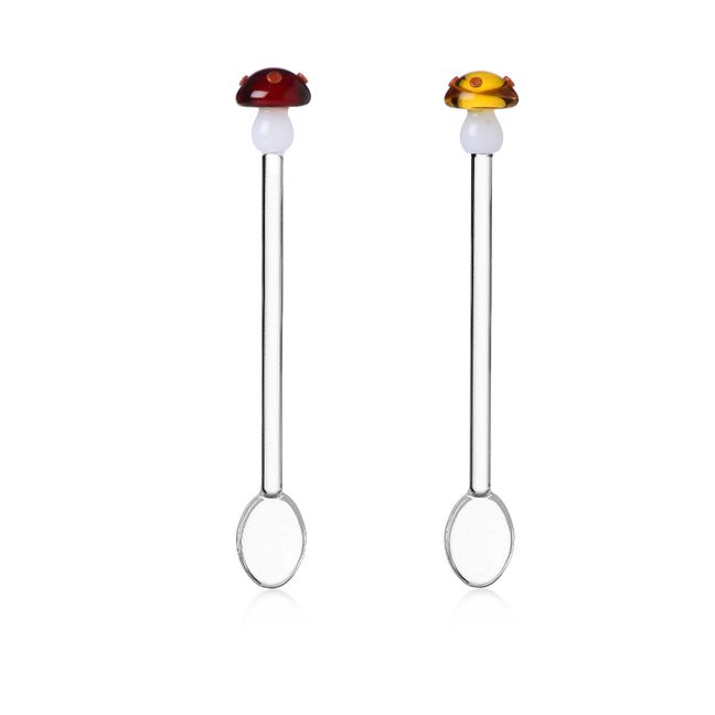 Glass Mushroom Spoons - Set of 2 | Red