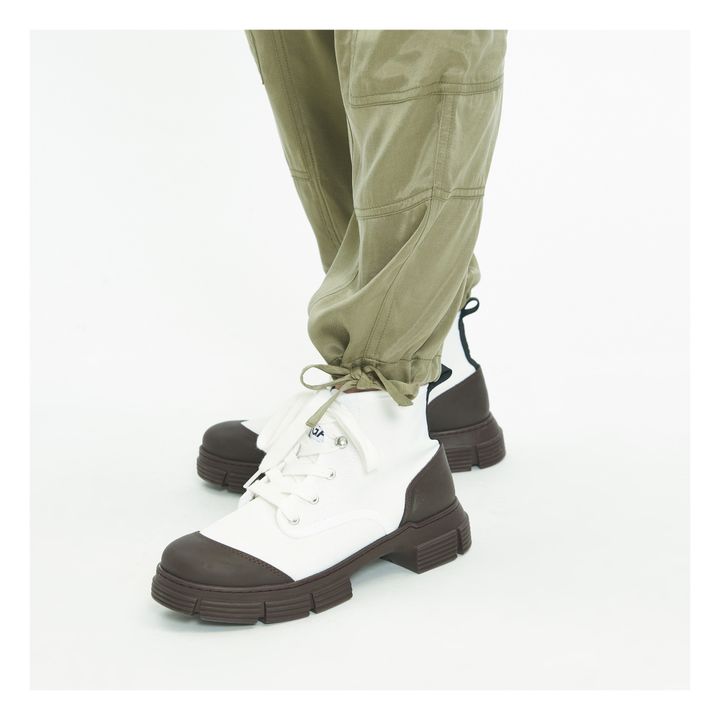 Recycled Material Lace-Up Boots | Ecru- Product image n°1