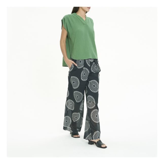 Rim Printed Cotton Crepe Pants | Schwarz