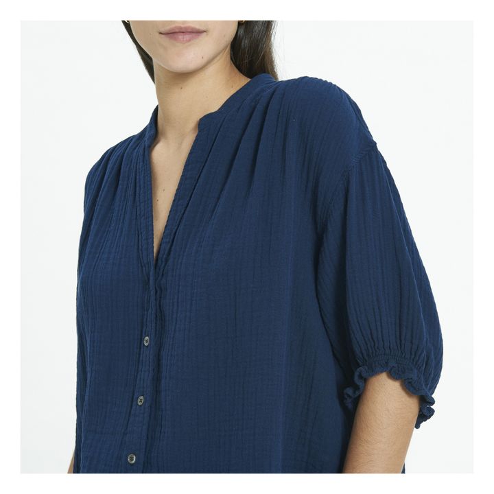 Blusa de gasa de algodón Alyss | Azul- Imagen del producto n°3