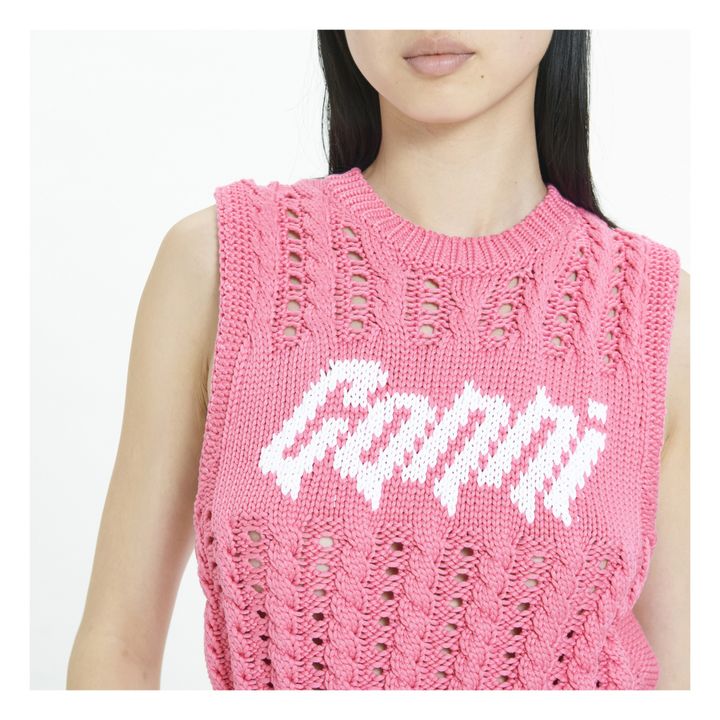 Cable Knit Sleeveless Cropped Sweater | Rosa Bombón- Imagen del producto n°3