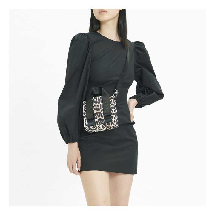 Vestido de popelín con estampado de algodón orgánico | Negro- Imagen del producto n°3
