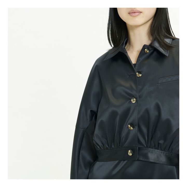 Double Satin Recycled Short Jacket | Negro- Imagen del producto n°3