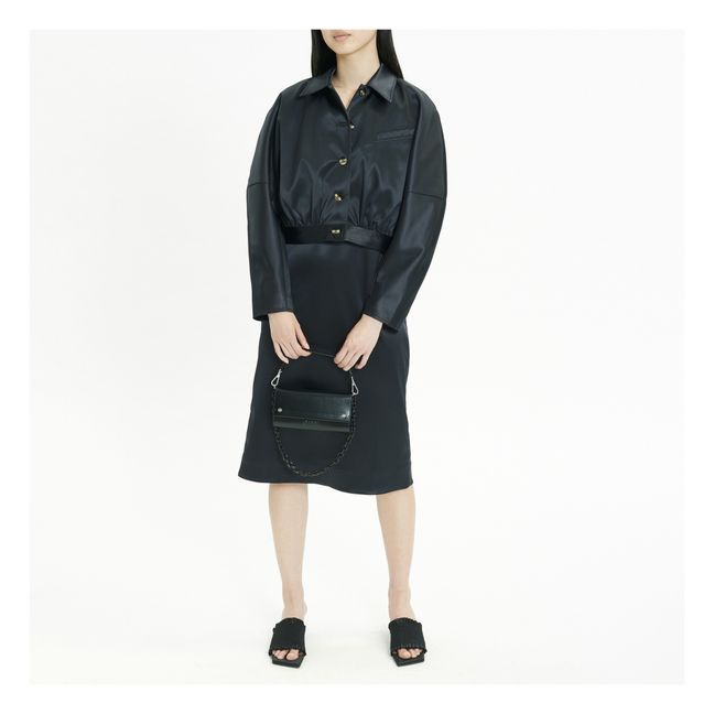 Double Satin Recycled Short Jacket | Negro