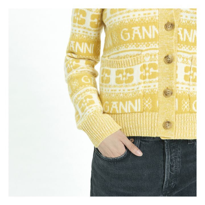 Cardigan, modello: Logo, in lana riciclata | Giallo- Immagine del prodotto n°3