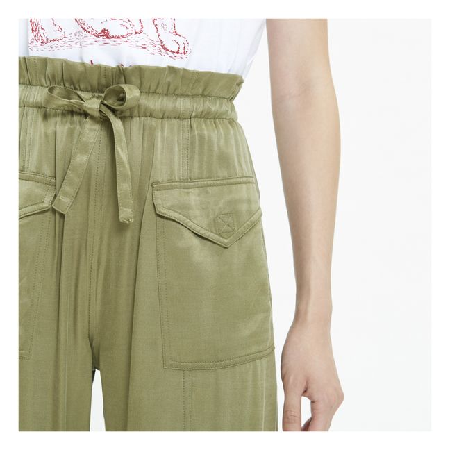 Pantalones de satén | Verde Kaki