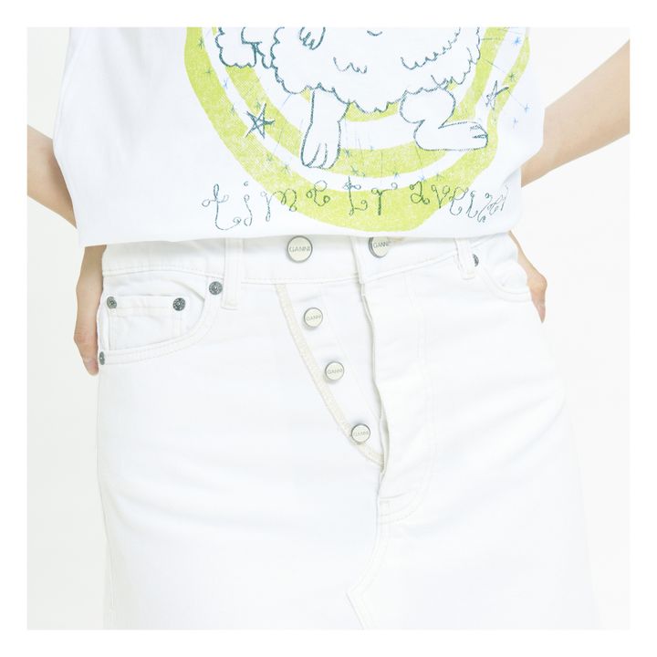 Double Fly Denim Organic Cotton Skirt | Blanco- Imagen del producto n°3
