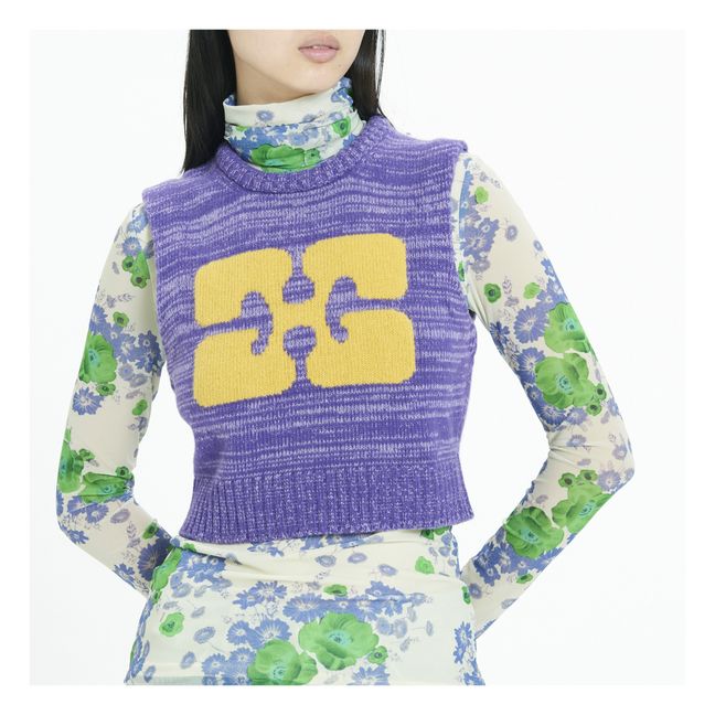 Ärmelloser Pullover graphisch aus recycelter Wolle | Violett