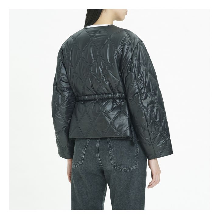 Shiny Recycled Material Quilted Jacket | Schwarz- Produktbild Nr. 3