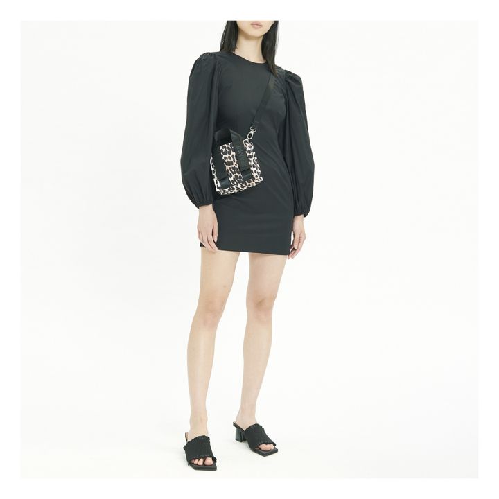 Vestido de popelín con estampado de algodón orgánico | Negro- Imagen del producto n°1