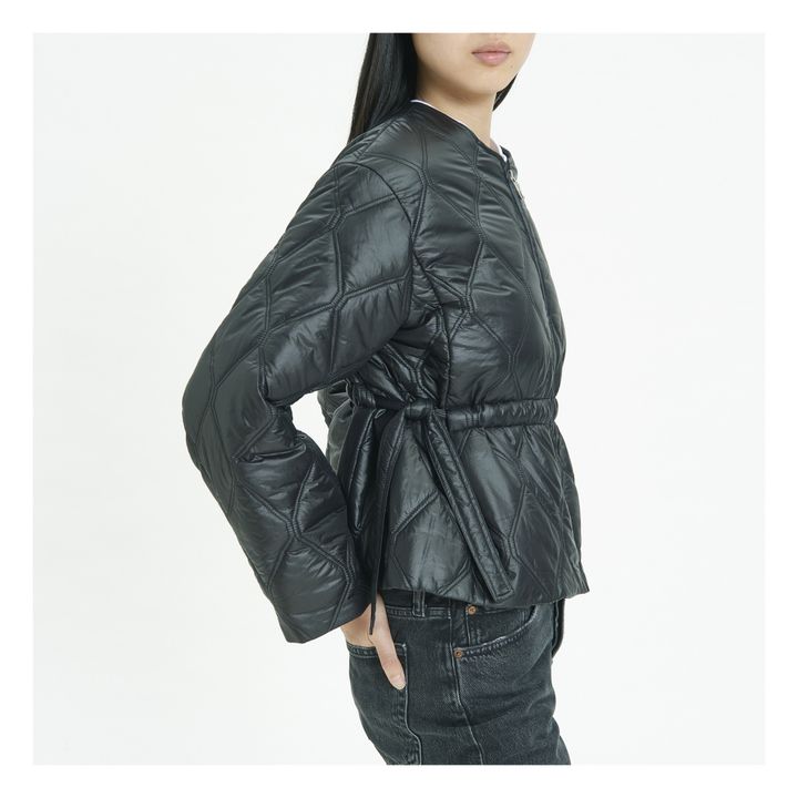 Shiny Recycled Material Quilted Jacket | Black- Product image n°4