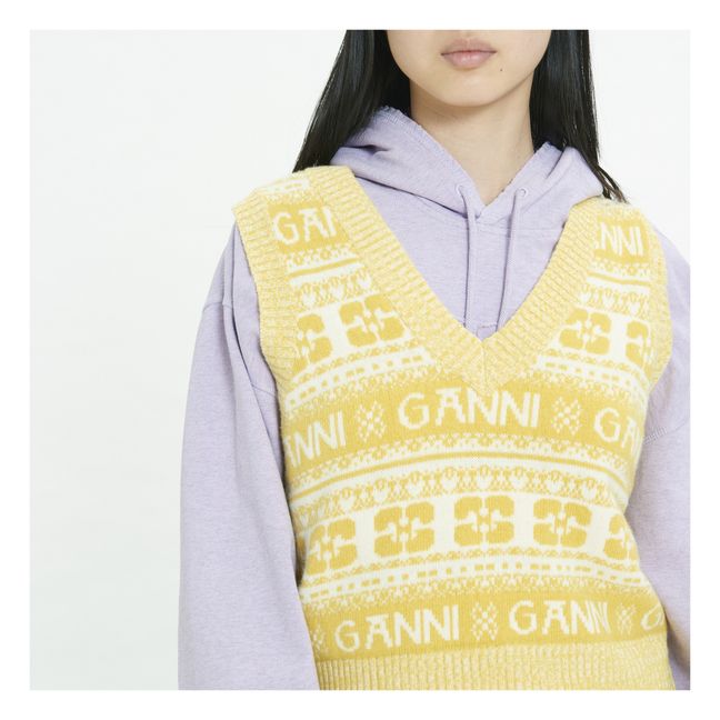 Jersey sin mangas de lana reciclada Logo | Amarillo
