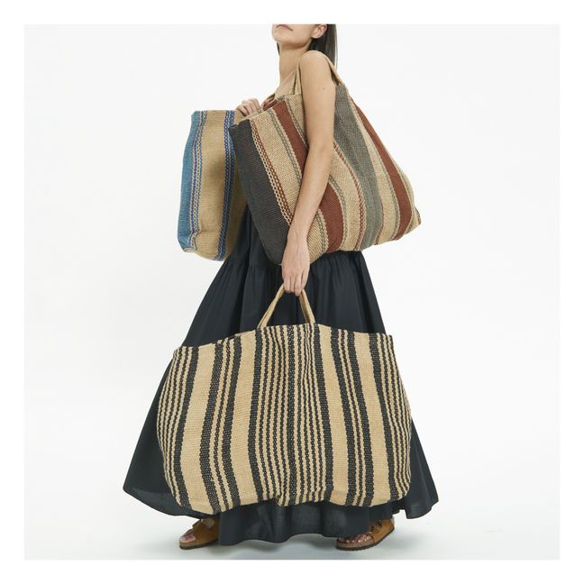 Extra Large Jute Striped Bag | Black