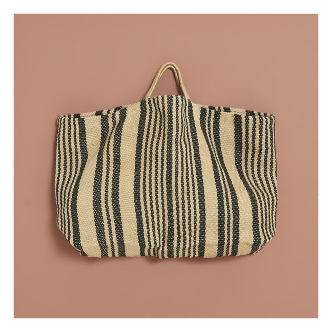 Sac Rayé Jute Extra Large | Noir