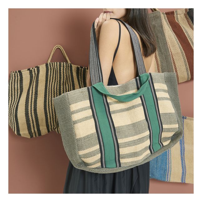Sac Rayé Jute Extra Large | Noir