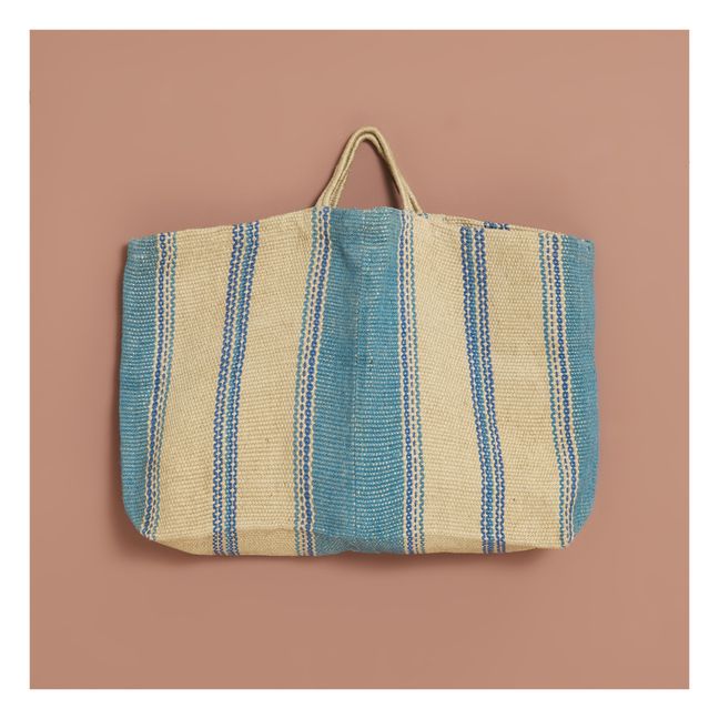 Extra Large Jute Striped Bag | Blue