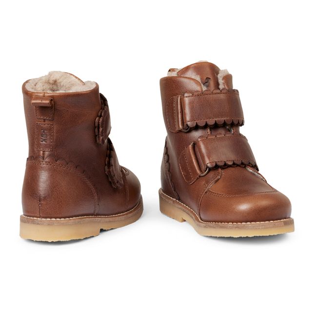 Gefütterte Stiefel mit Klettverschluss Scallop Winter | Braun