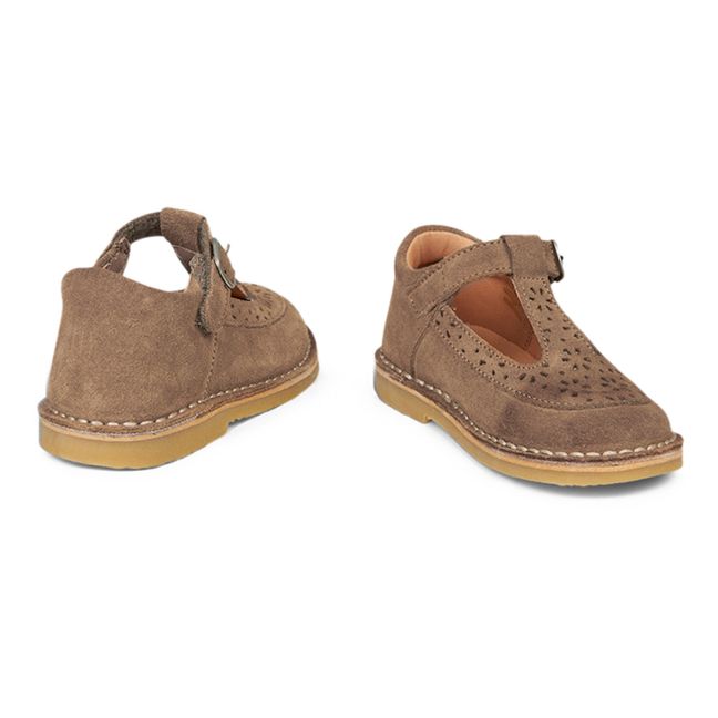 Flower Mary Janes | Light brown