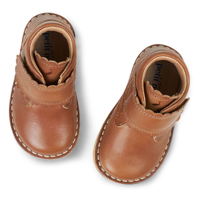 Scallop Velcro Boots | Coñac
