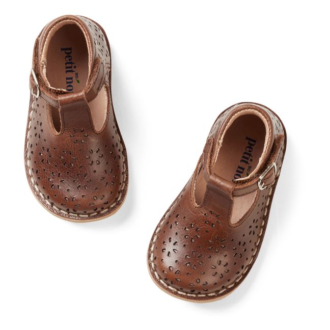 Flower Mary Janes | Brown