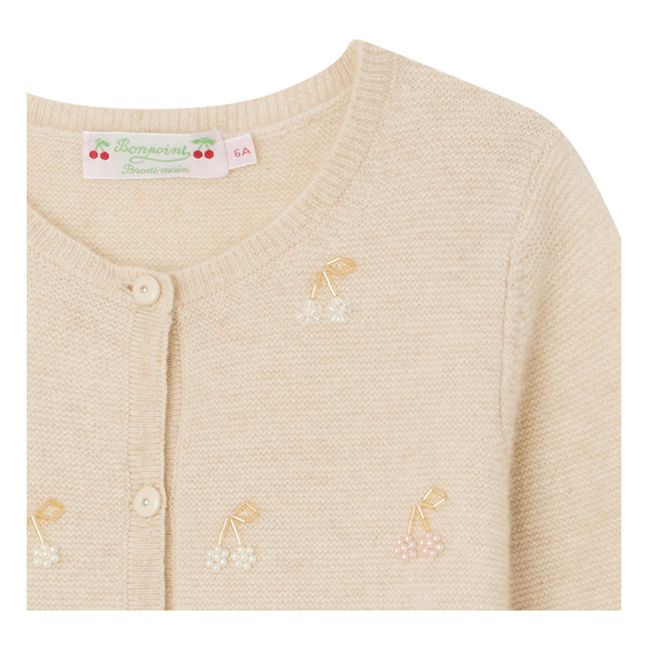 Cardigan Cachemire Brodé Main Dounia - Collection Cérémonie  | Ecru