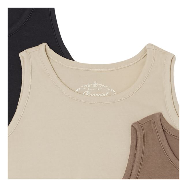 Set of 3 Athis Organic Cotton Tank Tops | Taupe brown