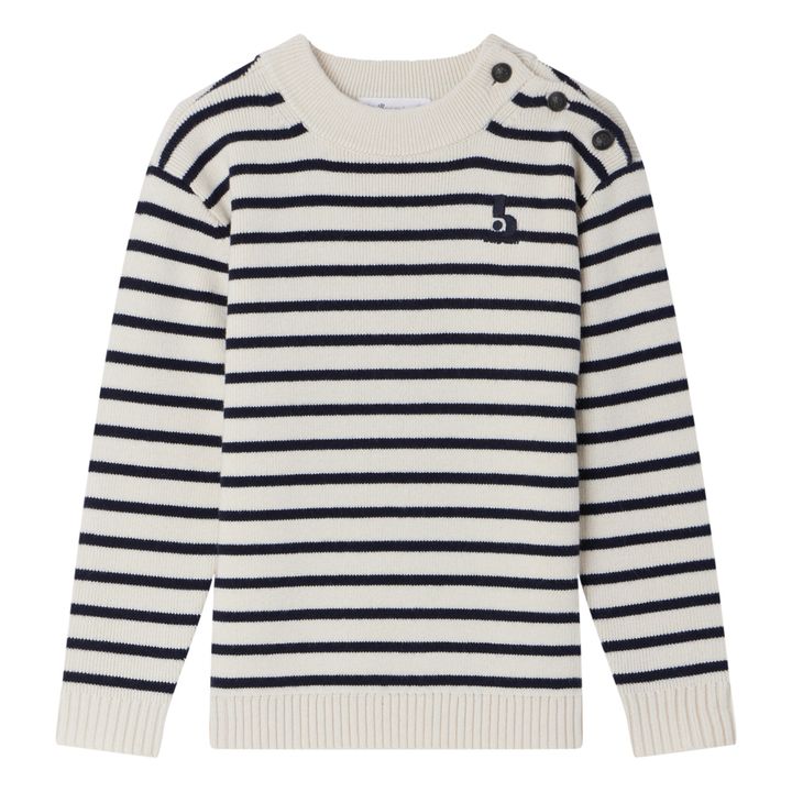 Dantes Striped Wool and Cotton Sweater | Ecru- Product image n°0