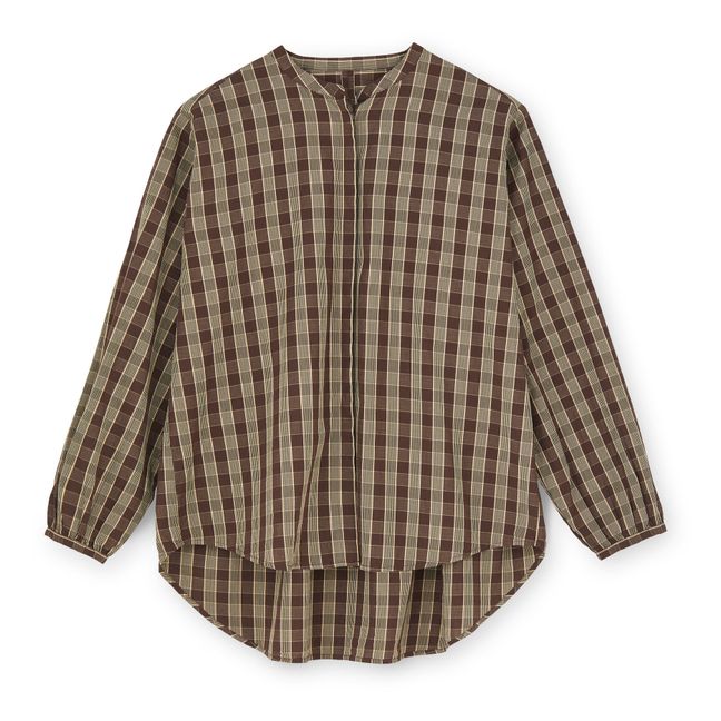 Bibi Checked Organic Cotton Shirt | Brown