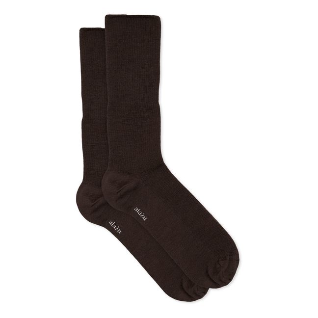 Chaussettes Côtelées Mérinos | Marrón
