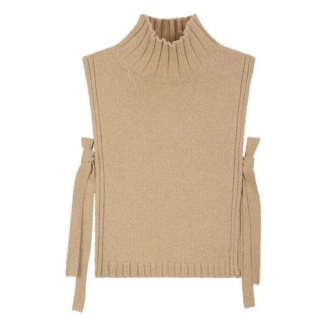 Gold Wool Sleeveless Sweater | Sand