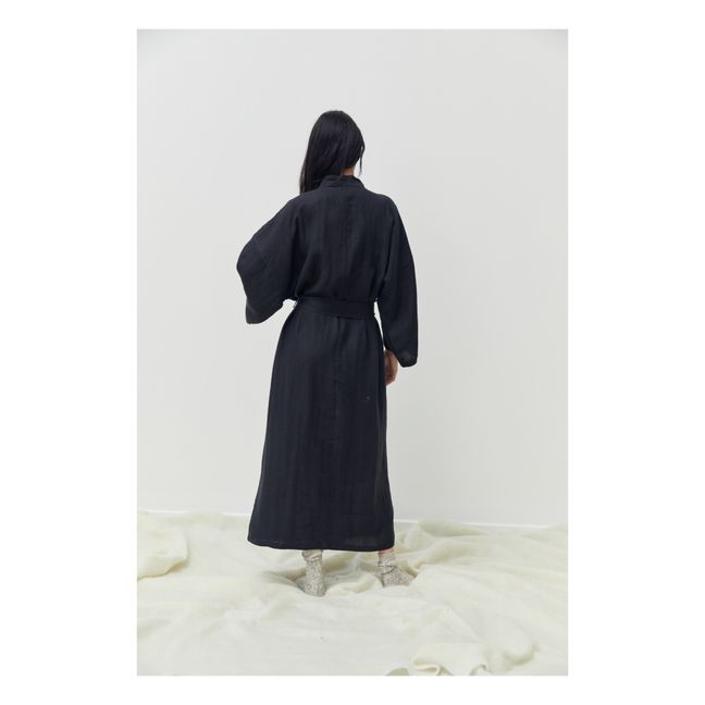 02 Linen Belted Dress | Negro
