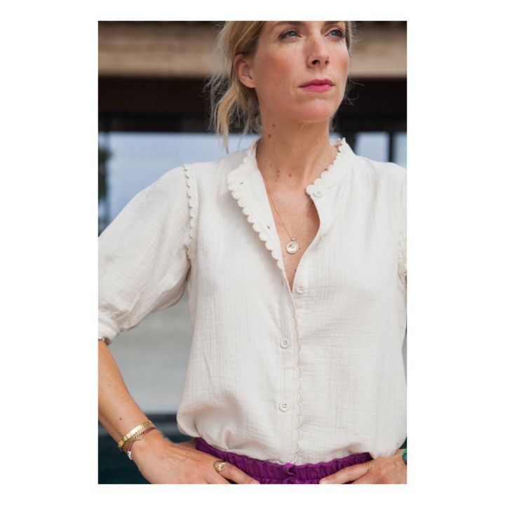 Blusa gasa de algodón Alba - Colección Mujer  | Crudo- Imagen del producto n°2