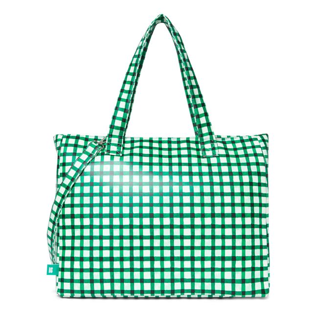 Maxi Tote Bag Vichy verde (cremallera)