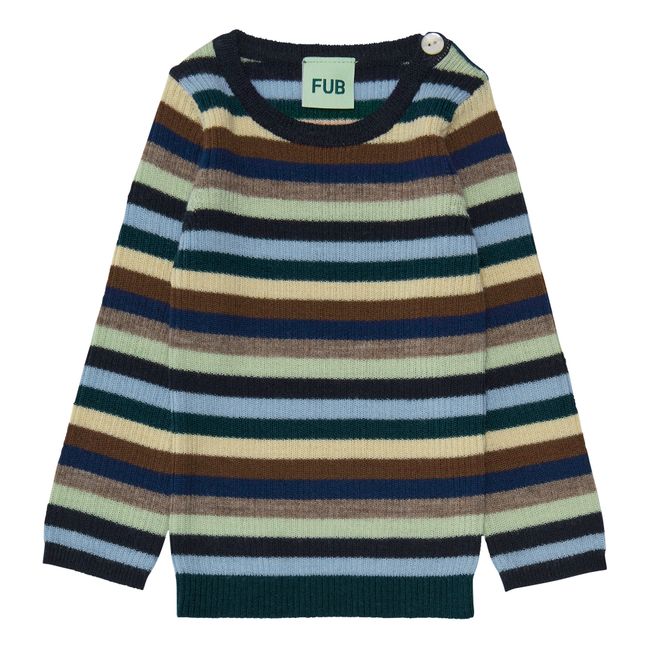 Maglione Baby in Maglia Fine a Coste in Lana Merino | Marrone