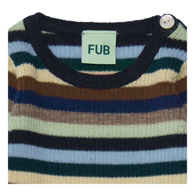 Maglione Baby in Maglia Fine a Coste in Lana Merino | Marrone