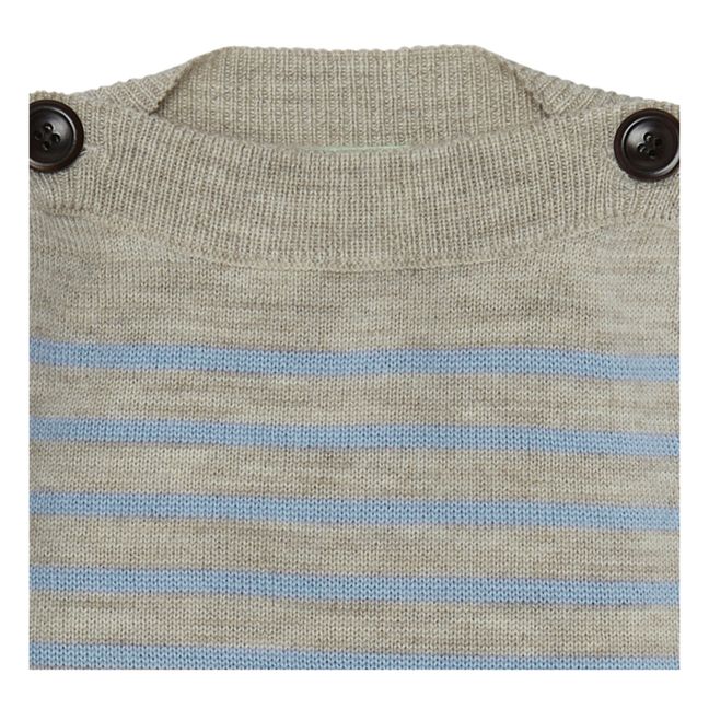 Pullover Baby Bateau-Kragen Merino Wolle | Beige
