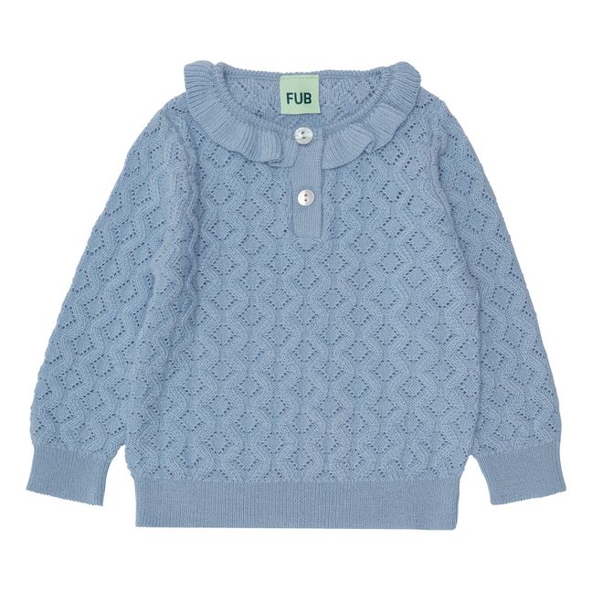Baby Pointelle Merino wool jumper | Light blue