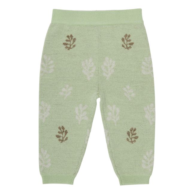 Pantaloni Baby Jaquard in lana merino | Verde mandorla