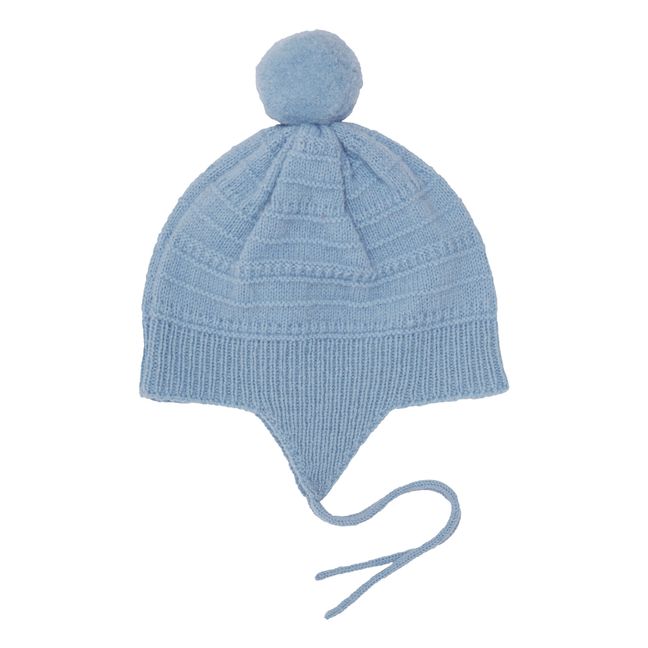 Mütze Baby Pompom Lammwolle | Hellblau