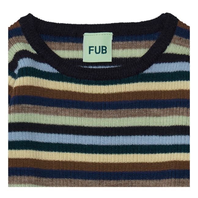 Feiner Pullover Rib Marinière aus Merinowolle | Braun