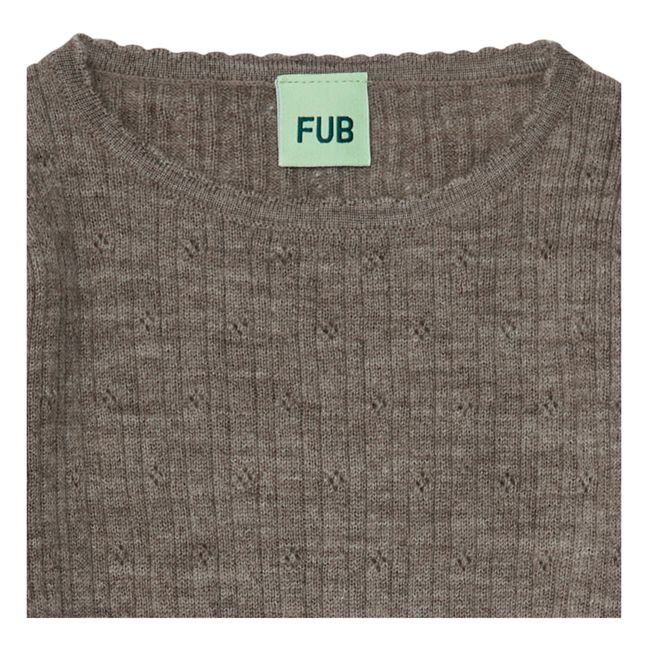 Pointelle Fine Knit Merino Wool Sweater | Beige